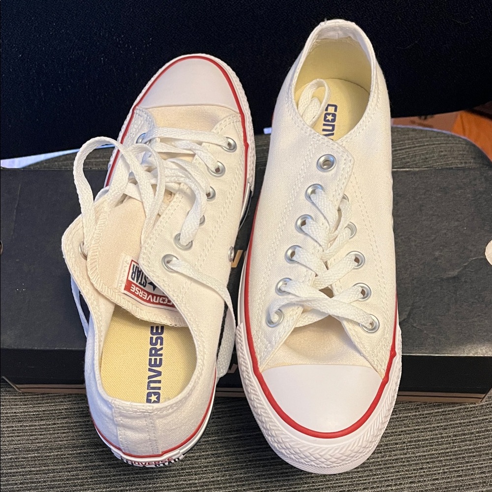 Converse White and Red Athletic Shoes